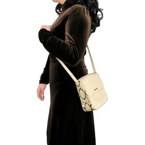 Y2k Vintage Nine West Beige Snakeskin Pattern Square Crossbody Bag